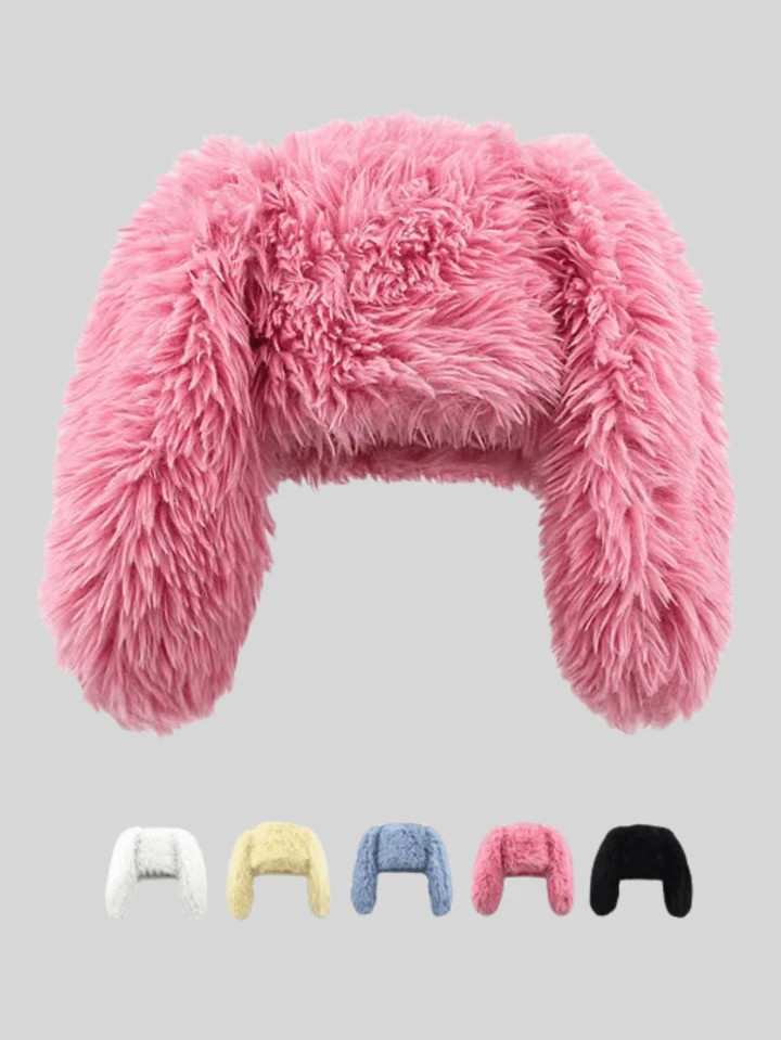 1pc Women's Solid Color Cute Long Rabbit Ear Warm Versatile Bucket Hat, Suitable For Autumn And W... | SHEIN