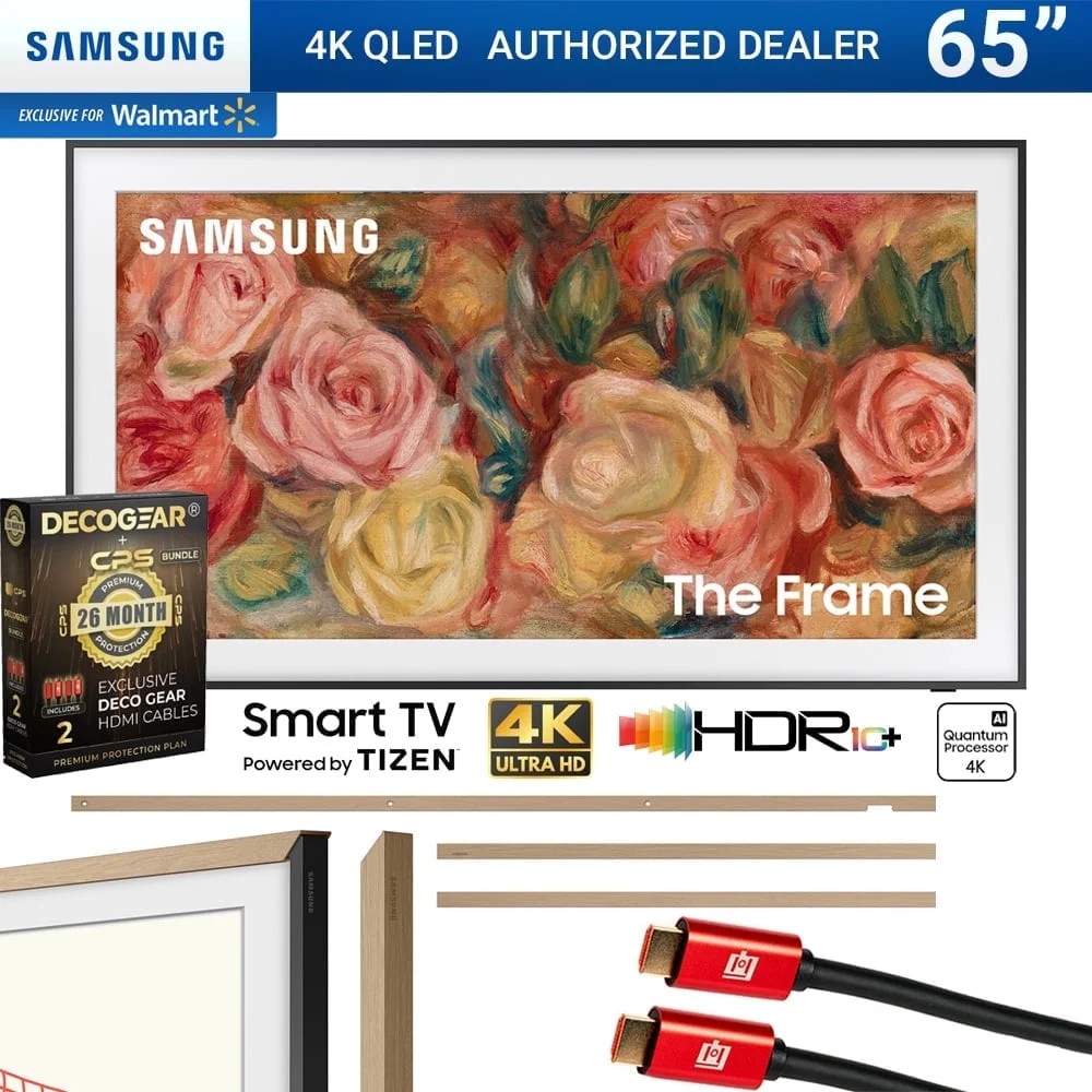 Samsung QN65LS03DA 65 inch The Frame QLED 4K Smart TV (2024 Model) Bundle with 65" The Frame Cust... | Walmart (US)