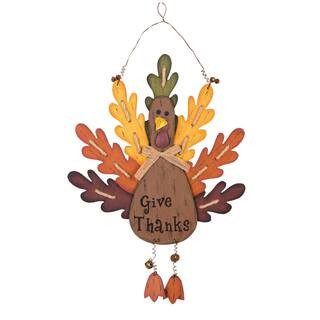 Glitzhome 20.67 in. H Burlap/Wooden Turkey Wall Decor GH1210004212 - The Home Depot | The Home Depot