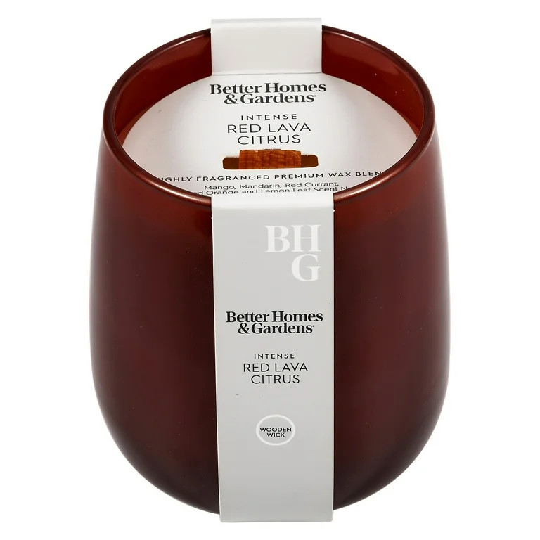 Better Homes & Gardens Intense Red Lava Citrus Scented Wooden Wick Glass Jar Candle 14.5oz - Walm... | Walmart (US)
