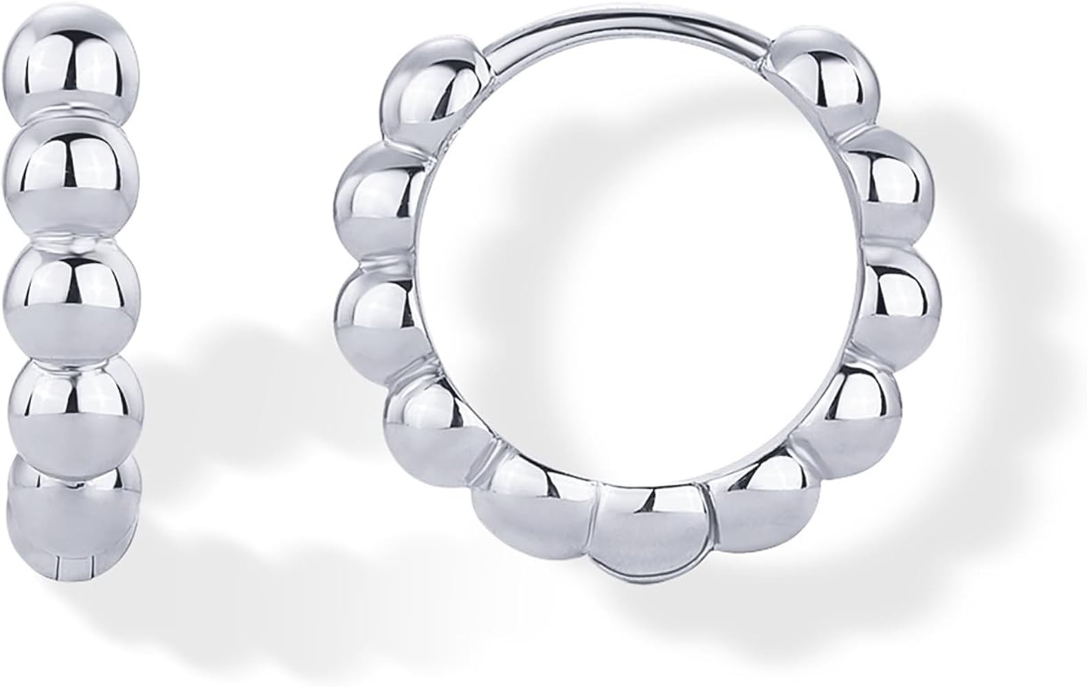 PAVOI 18K Gold Plated Beaded Huggie Hoop Earrings for Women, Dainty Huggies | Amazon (US)