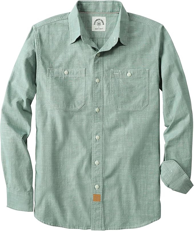 Dubinik® Chambray Shirts for Men Long Sleeve Cotton Work Shirts with Pockets for Men Casual Butt... | Amazon (US)