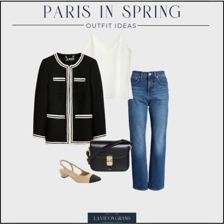 What to wear in Paris 
Capsule Outfit
Packing 
Tweed Jacket 
Denim 
Slingbacks
Leather Bag 

#LTKtravel #LTKSeasonal #LTKstyletip