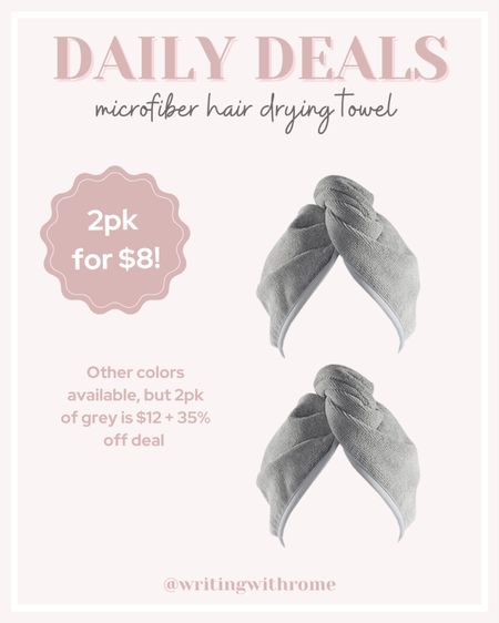 Microfiber hair drying towels

These help your hair wash days by drying your hair twice as fast, with less frizz and more volume! Other color options available, but the gray is on sale for the best price! 



#LTKsalealert #LTKstyletip #LTKbeauty