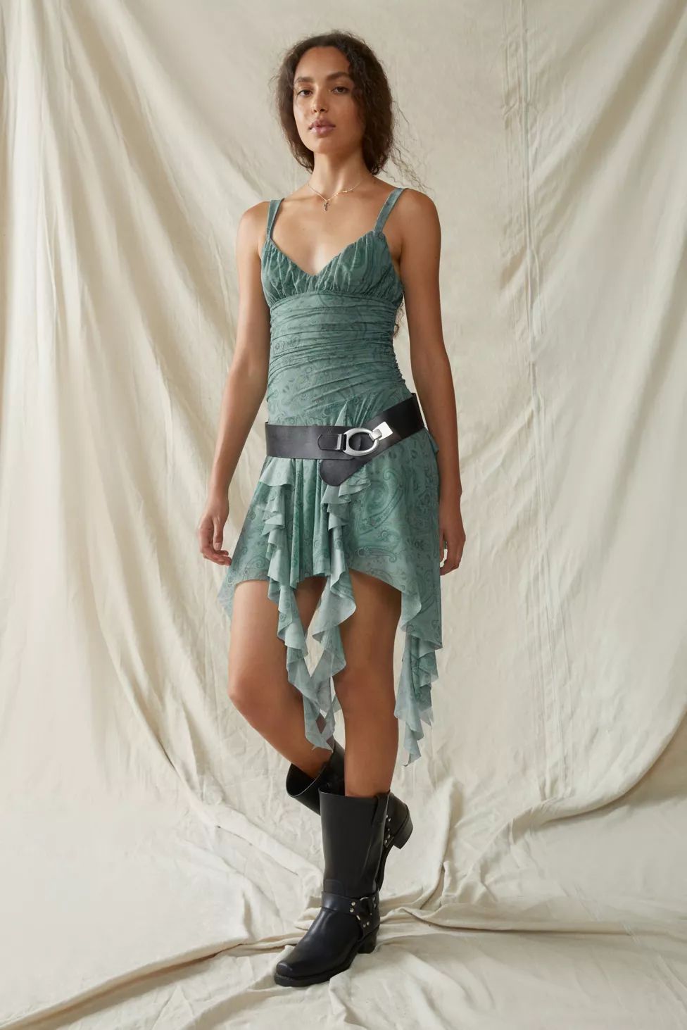 Kimchi Blue Ilana Mesh Drapey Mini Dress | Urban Outfitters (US and RoW)