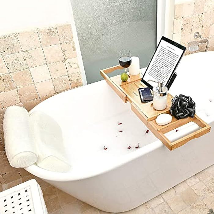 Amazon.com: Bathtub Tray and Bath Pillows for Tub: Transform Your Tub into a Home Spa with Our Lu... | Amazon (US)