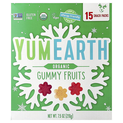 YumEarth, Organic Gummy Fruits, 15 Snack Packs, 0.5 oz (14 g) Each | iHerb