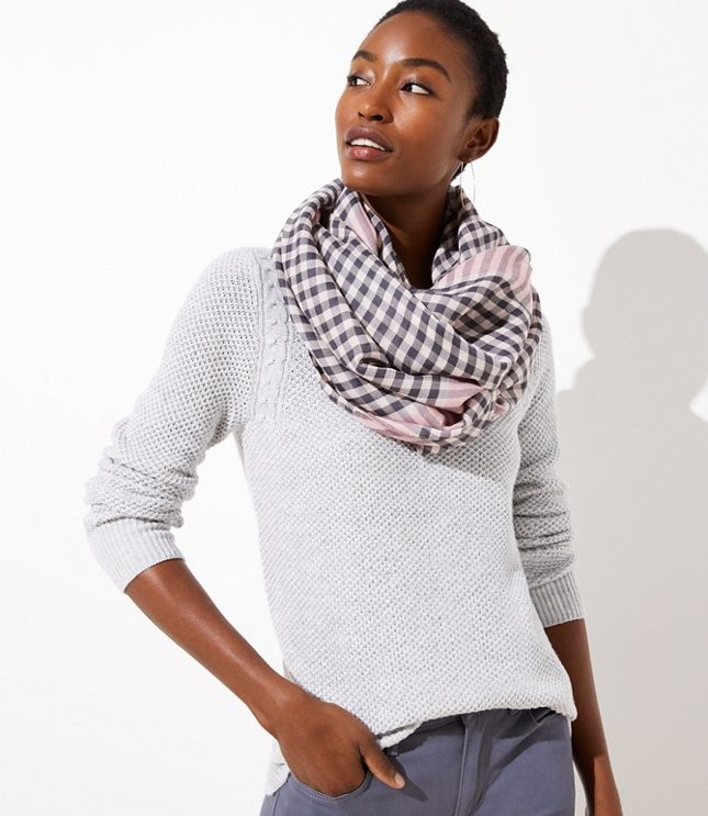 Cable Knit Trim Stitchy Sweater | LOFT | LOFT