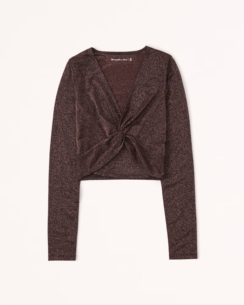 Long-Sleeve Sparkle Twist Top | Abercrombie & Fitch (US)