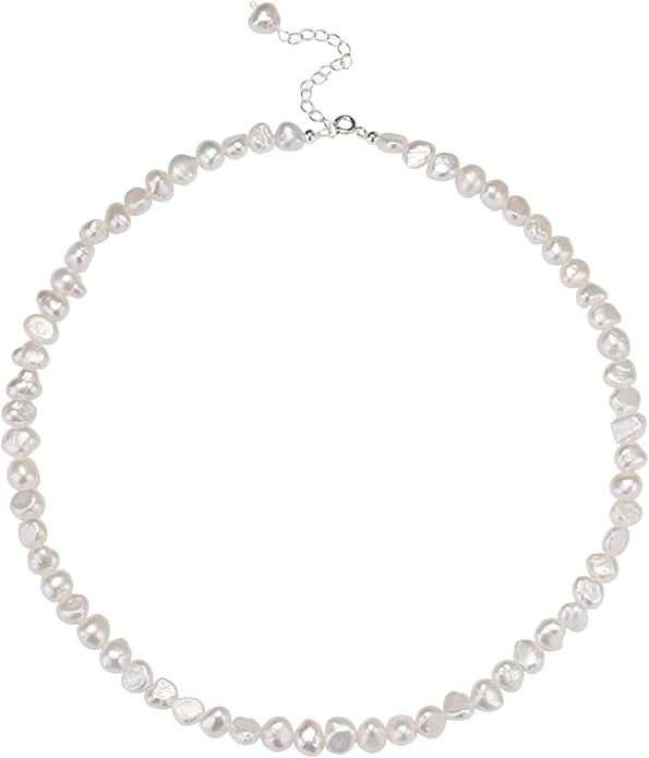 Natural Pearls Choker Necklace for Women Freshwater Baroque Pearl Strand Necklace Chain Cultured ... | Amazon (US)