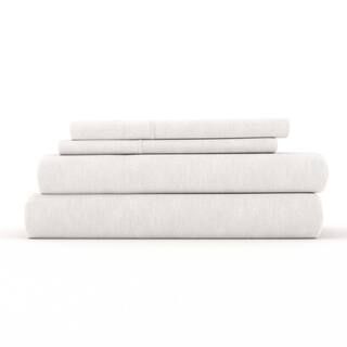 Becky Cameron 4-Piece Natural Solid Linen & Rayon from Bamboo Blend King Deep Pocket Bed Sheet Se... | The Home Depot
