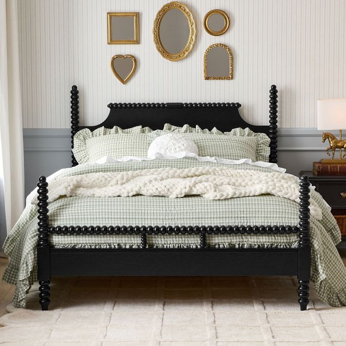 Chris Loves Julia Turned Wood Bed, Queen, Heritage Walnut, White Glove Delivery | Pottery Barn Teen