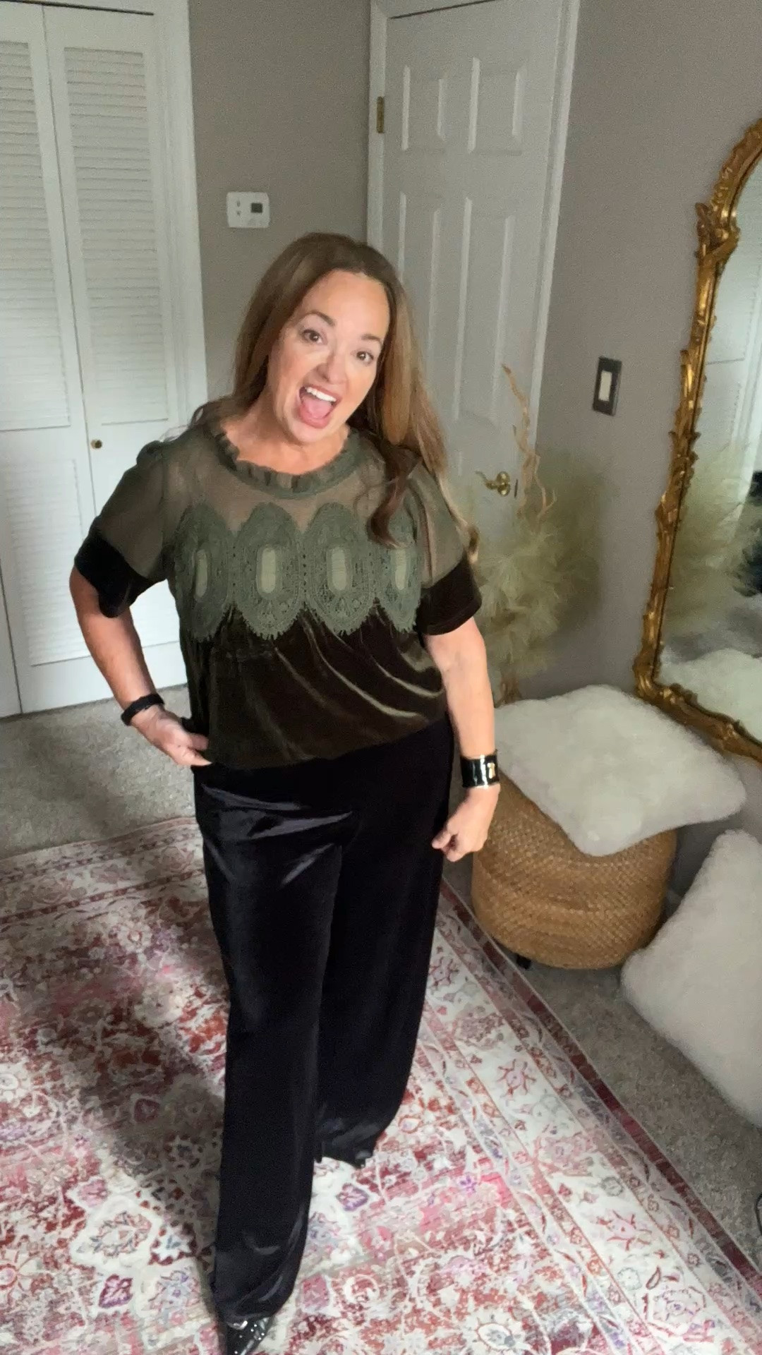 Elegant luxe velvet and lace blouse!

#LTKWorkwear #LTKTravel #LTKgrwm