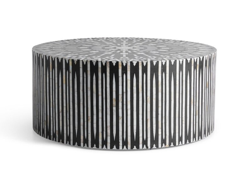 Mother of Pearl Inlay Geometric Design Coffee Table Black, Mother of Pearl Inlay Geometric Design... | Etsy (US)