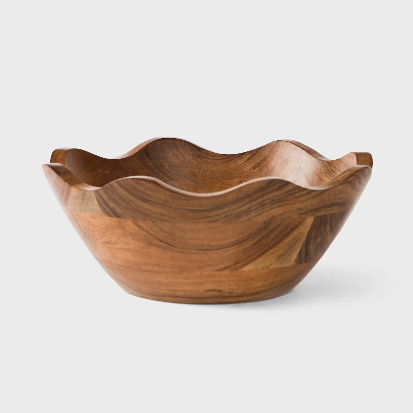 Mela Artisans 10 Inch Acacia Wood Scallop Bowl, Natural Finish - Walmart.com | Walmart (US)