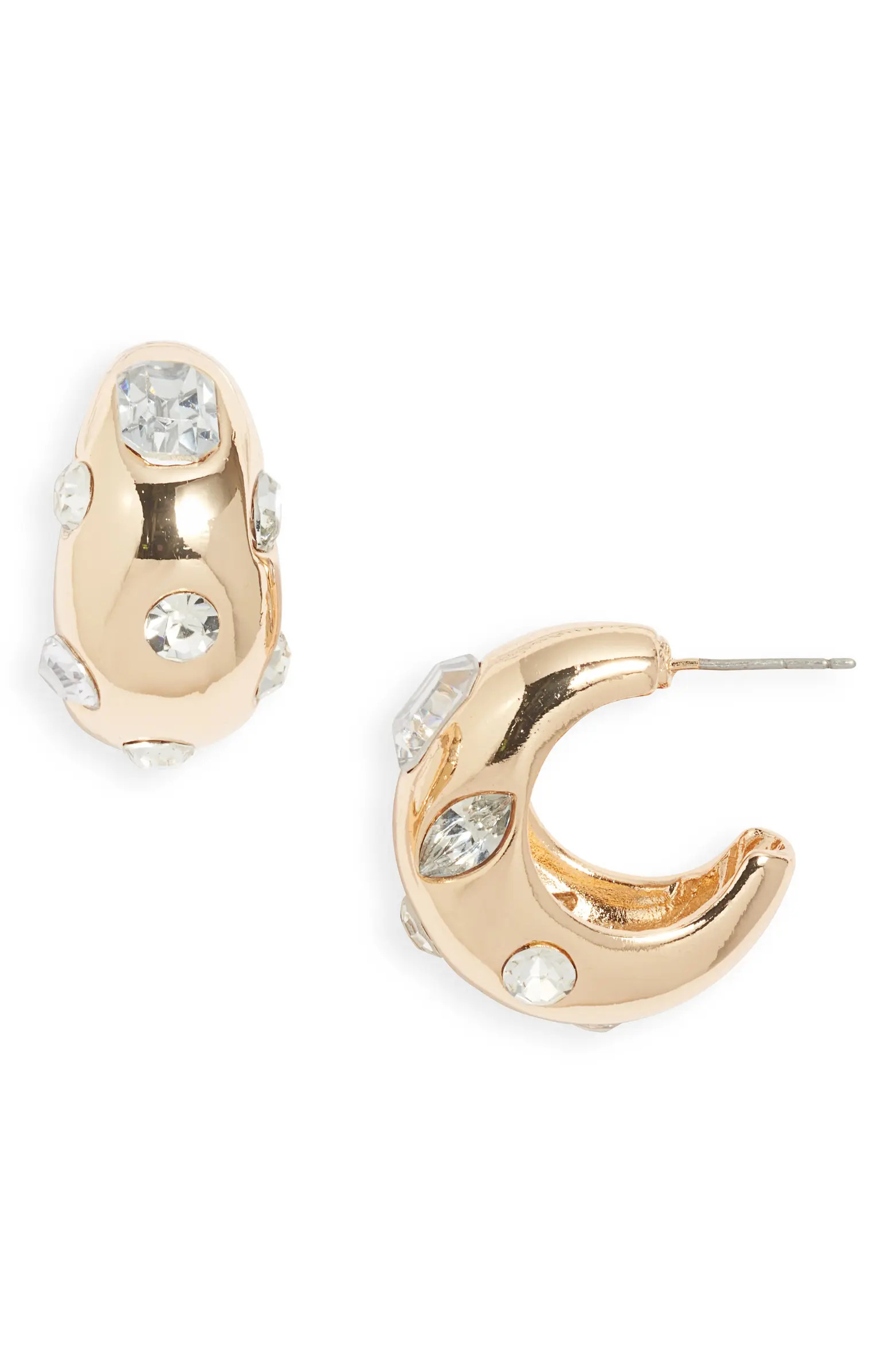 Open Edit Mixed Crystal Hoop Earrings | Nordstrom | Nordstrom