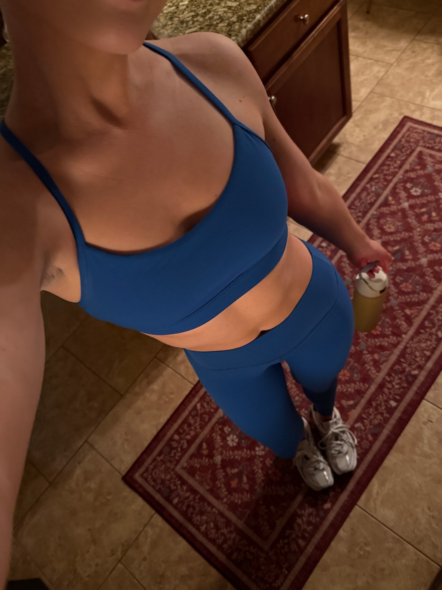 Workout set is from Amazon. Wearing XS in leggings & S in bra. I went a size down bc it’s very stretchy! 
New Balance 530s
Owala water bottle 

#LTKStyleTip #LTKActive #LTKFindsUnder50