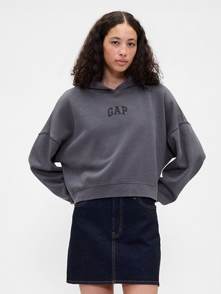 Relaxed Gap Mini-Logo Cropped Hoodie | Gap Factory