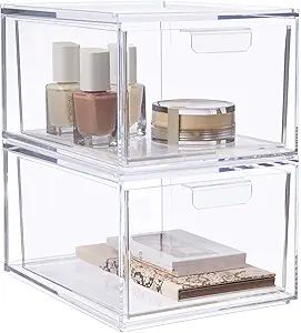 Amazon.com: STORi Audrey Stackable Clear Plastic Organizer Drawers | 2 Piece Set | 4.5-Inches Tal... | Amazon (US)