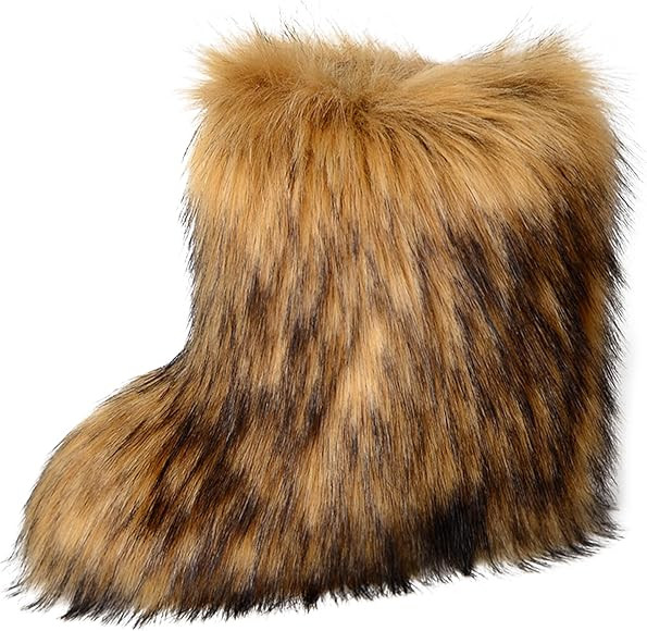 YXCFEWD Fur Boots for Women Winter Fluffy Furry Boots for Girls Flat Heel Snow Boots | Amazon (US)