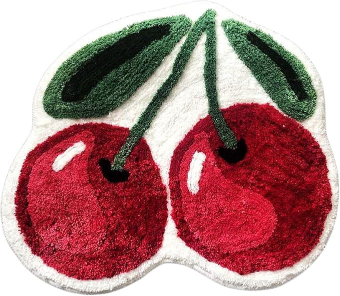 Cherry Bath Mat for Bathroom, Non Slip Cute Bath Mats Fruit Shaped Absorbent Bath Rugs Bathroom T... | Amazon (US)