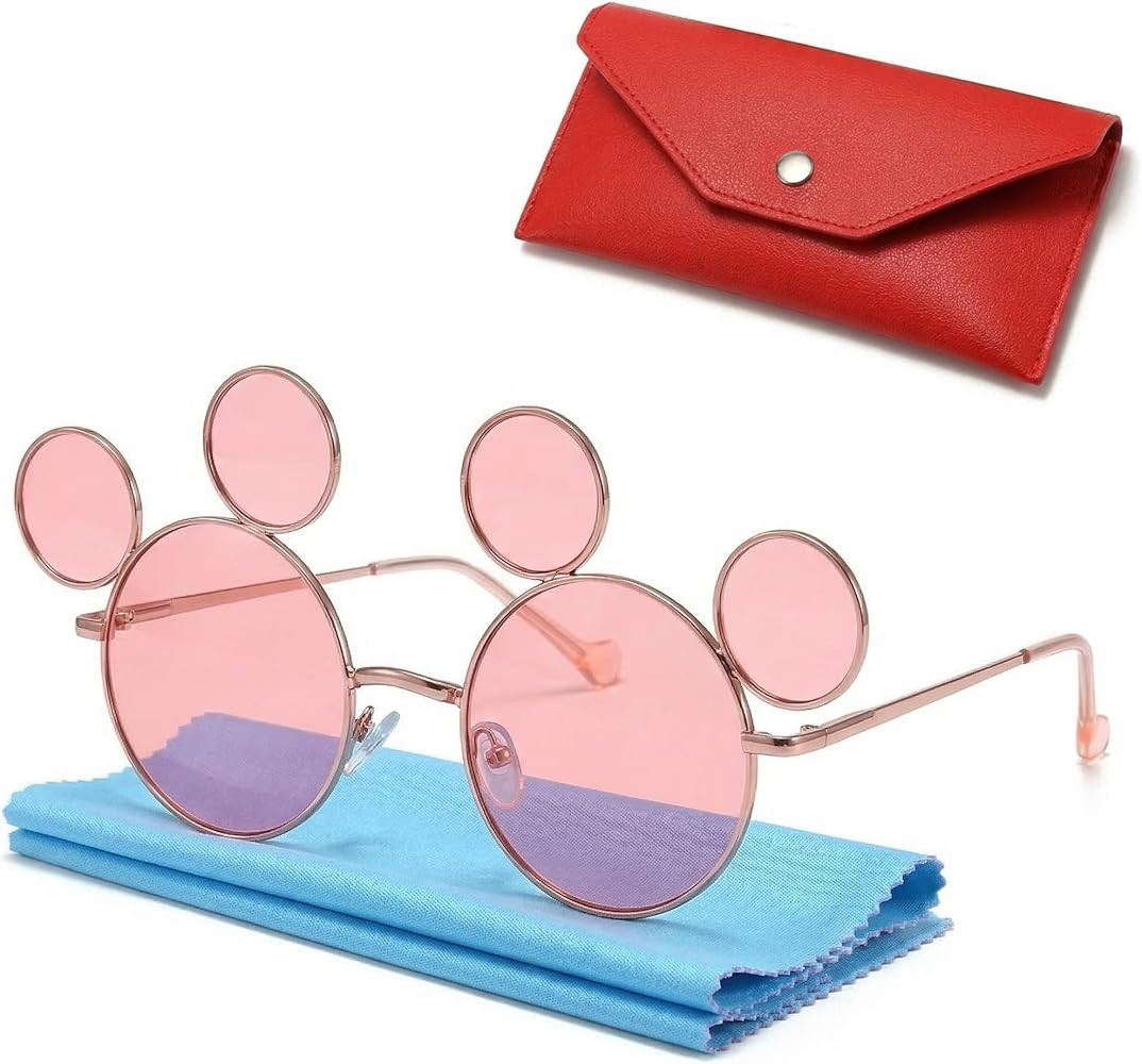 Mouse Ears Sunglasses for Women Men Retro Black Round Sun Glasses UV Protection Glasses for Cospl... | Amazon (US)