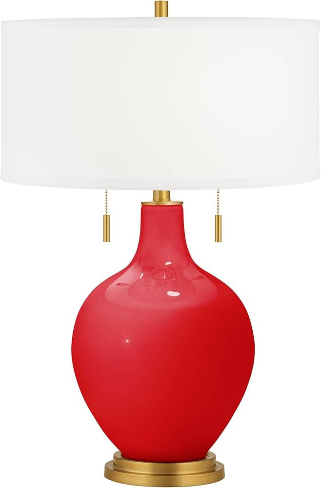 Color + Plus Toby Brass 28" High Bright Red Table Lamp with USB Dimmer | Amazon (US)
