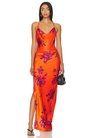 NBD Nicolette Gown in Orange Floral from Revolve.com | Revolve Clothing (Global)