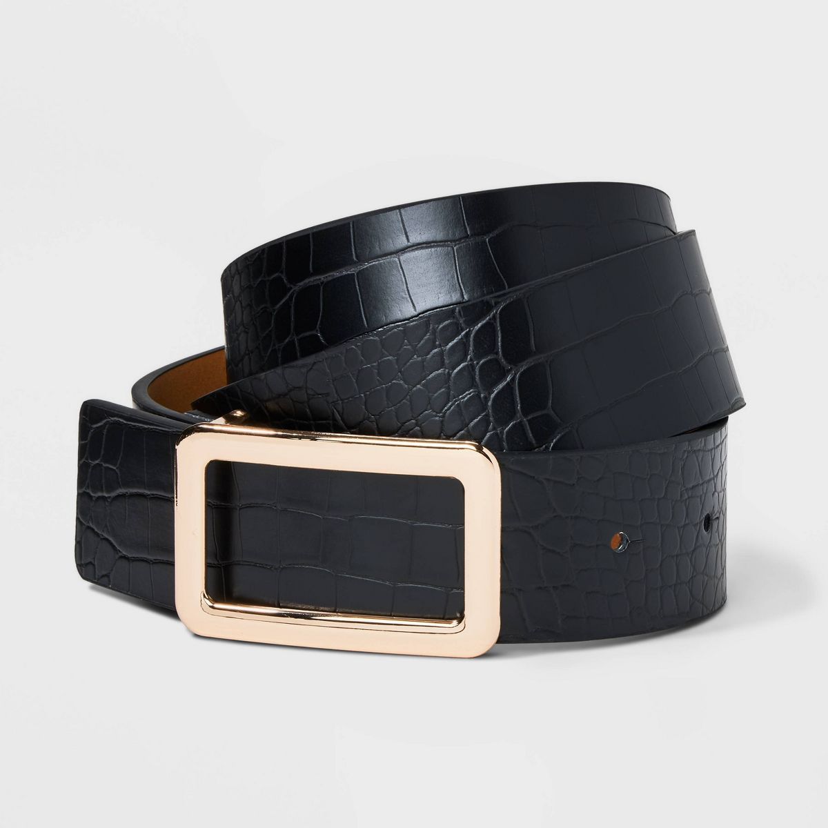 Women's Square Buckle Belt - A New Day™ Black M | Target