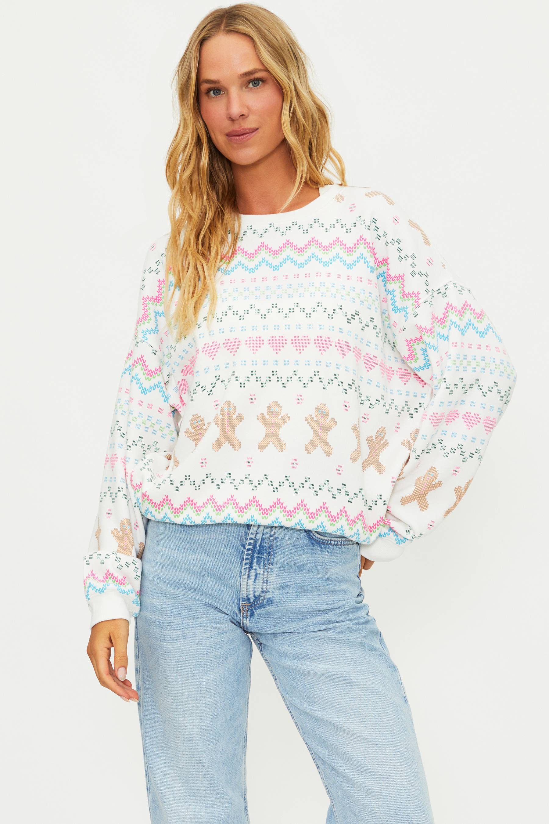Anthropologie X Beach Riot Devyn Sweatshirt Gingerbread Fairisle | Beach Riot