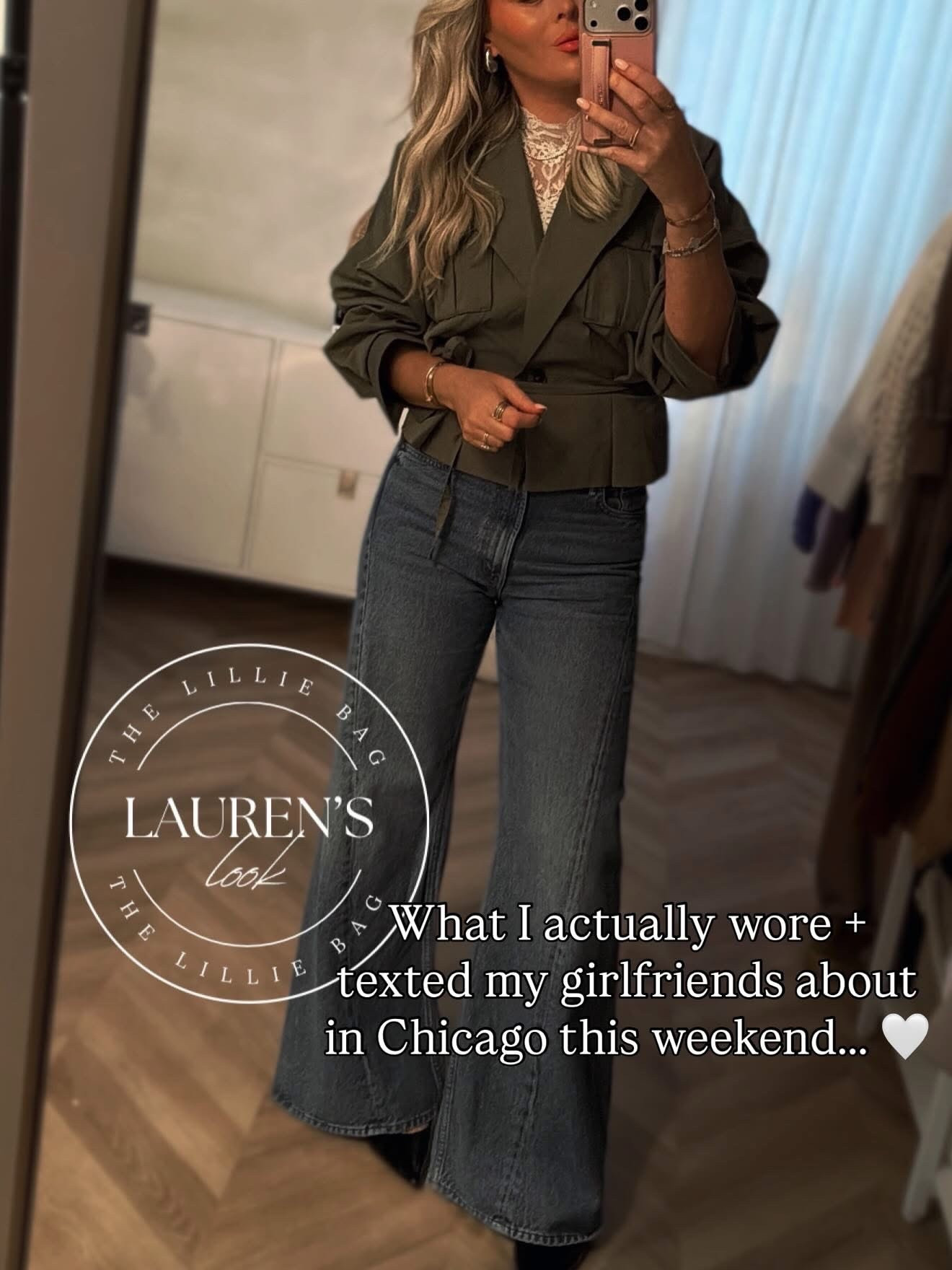 About last night ✨
Jeans are back in stock 🙌
This jacket is gorgeous… the structured wrap waist gives the prettiest silhouette. I layered a lace cami under it and it made the whole outfit. I’m in an XS and it runs big, so size down 💕

date night outfit, flare jeans, Amazon jacket, wrap waist jacket, Chicago winter outfit, spring fashion 

#LTKgrwm #LTKootd #LTKSeasonal