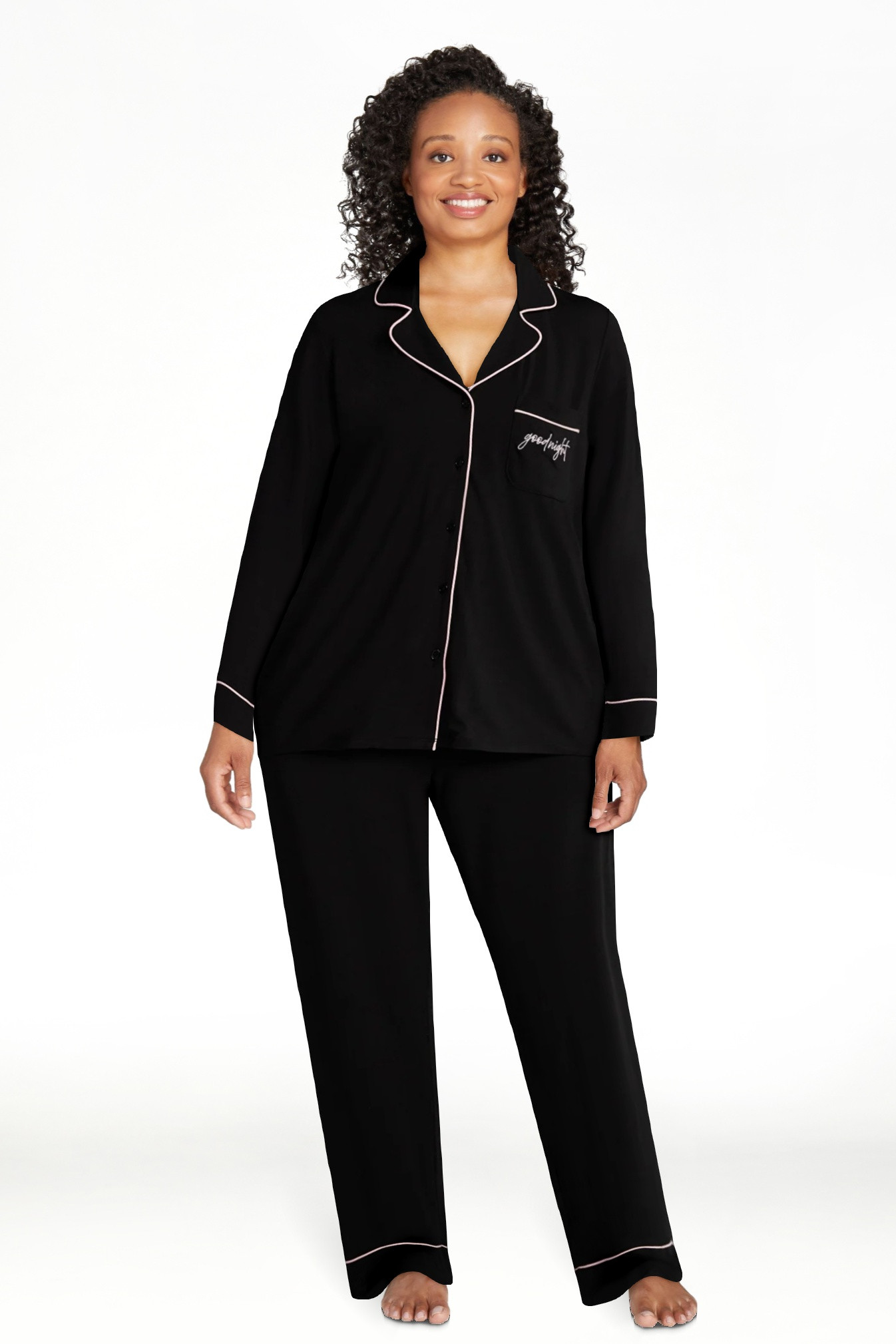 Joyspun Women’s Dreamy Soft Collection Long Sleeve Top and Pants Pajama Set, Sizes XS-4X - Walm... | Walmart (US)