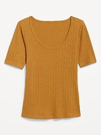 Fitted Elbow-Sleeve Rib-Knit T-Shirt for Women | Old Navy (US)