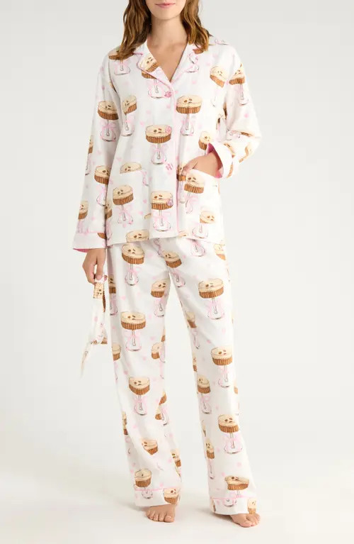 PJ Salvage Print Flannel Pajamas in Ivory at Nordstrom, Size Small | Nordstrom