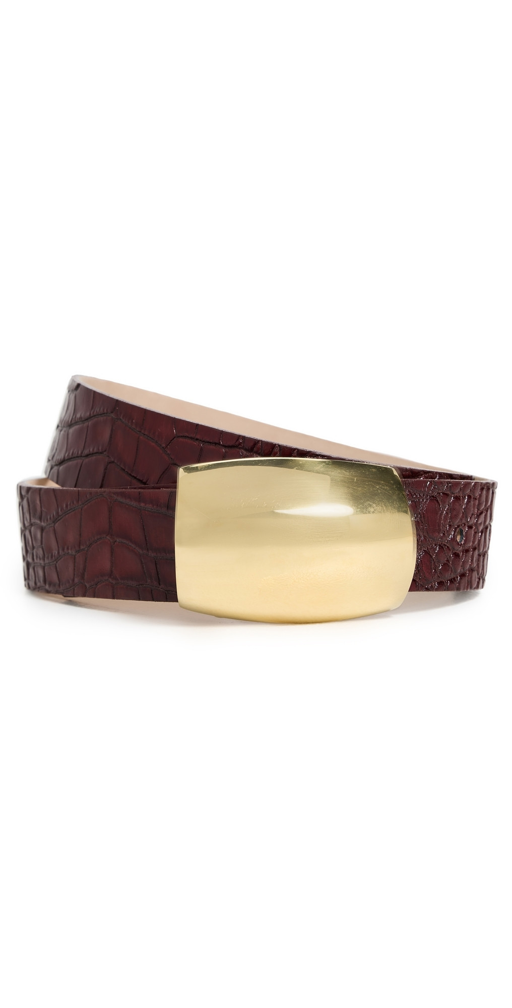 L'AGENCE Milou Domed Croc Embossed Belt Burgundy Croc Embossed XS | Shopbop
