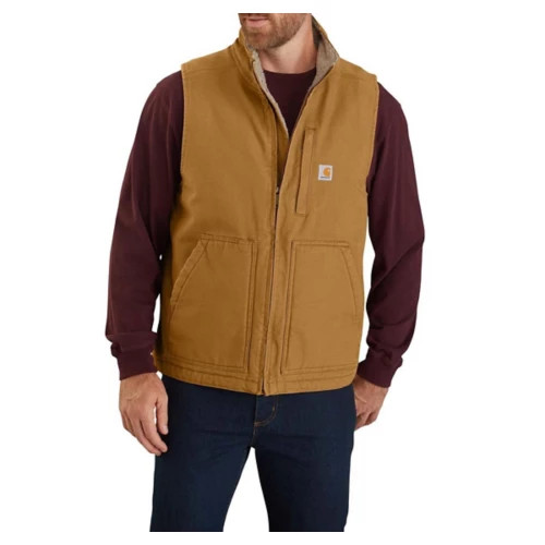 Men's Carhartt Loose Fit Washed Duck Sherpa-Lined Mock Vest | Scheels