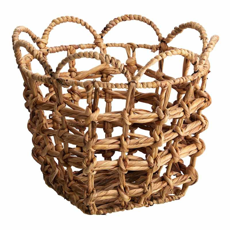 Scallop Edge Water Hyacinth Storage Basket, Small | At Home