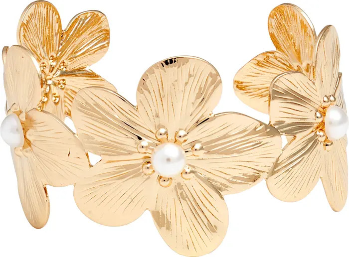 Nordstrom Faux Pearl Floral Cuff Bracelet | Nordstrom | Nordstrom