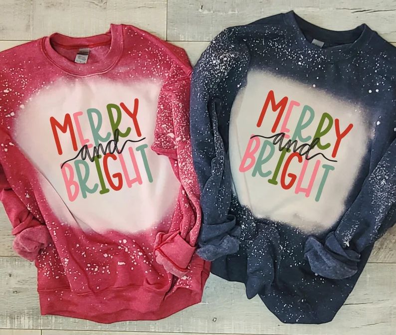 Merry and Bright Long Sleeve Shirt  Christmas Sweatshirt  | Etsy | Etsy (US)