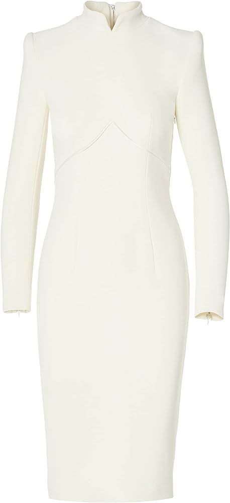 Amazon.com: Sergio Hudson, Long Sleeve Button Back Midi Dress, 2, Ivory : Luxury Stores | Amazon (US)
