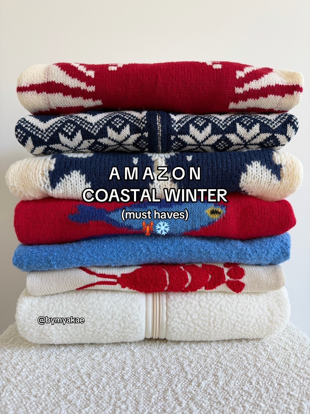 My coastal winter era is fully here and these Amazon sweaters are everything. The reds the creams the navy the fun little coastal moments that make winter feel a little more playful and a lot more me. I cannot stop styling these with denim boots and cozy layers.

If you love a winter look that feels classic but still has personality this stack is so good. Cozy nautical inspired and honestly kind of iconic. Save this so you can come back to it later.

#amazonfinds #amazonfashion #coastalstyle #winterfashion #coastalwinter #cozyoutfits #ltkfinds #winterwardrobe #everydaystyle #bymyakae 

 #LTKGiftGuide #LTKSeasonal #LTKSaleAlert