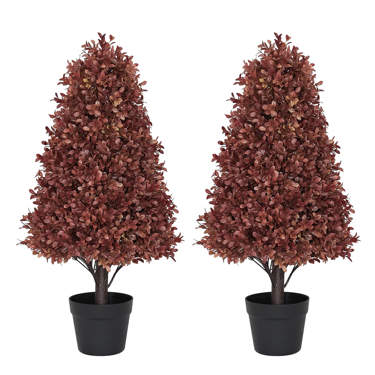 2.5Ft Artificial Topiary Trees Faux Boxwood Trees For Fall Autumn Bushes Potted Plants Artificial... | Wayfair North America