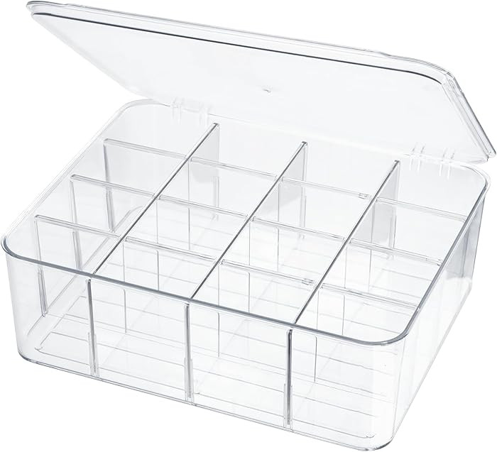 Socks Underwear Drawer Organzier Dividers, 16 Compartment Removable Divided Plastic Storage Bin w... | Amazon (US)
