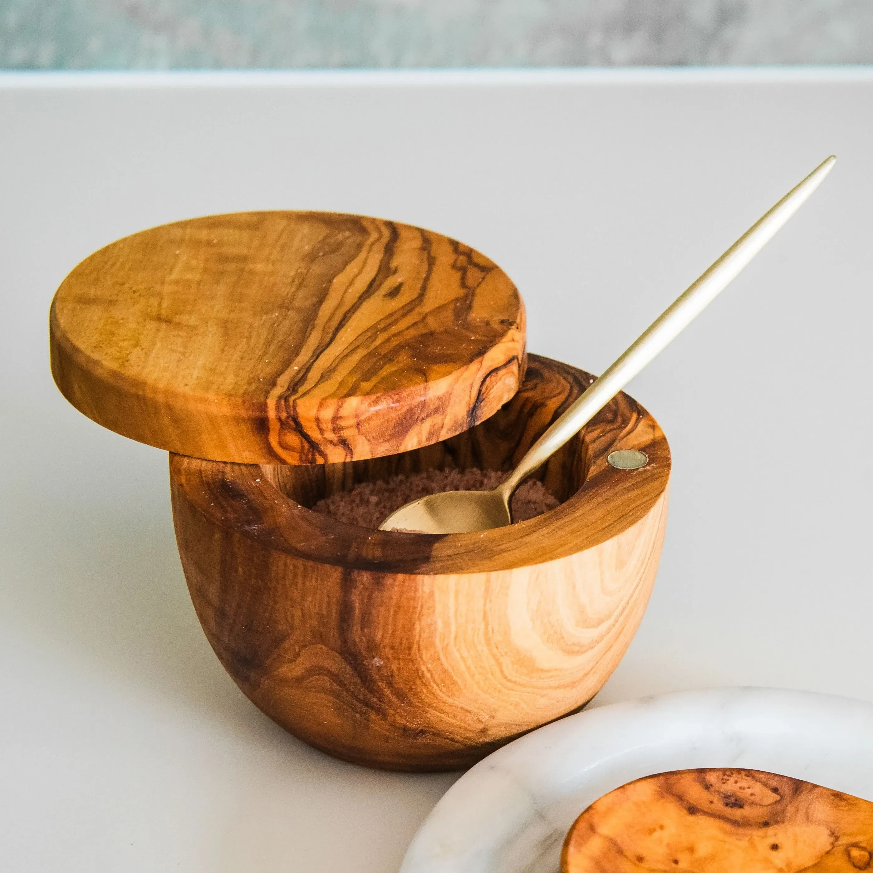 Olive Wood Salt Cellar - Cove Home | Cove Home