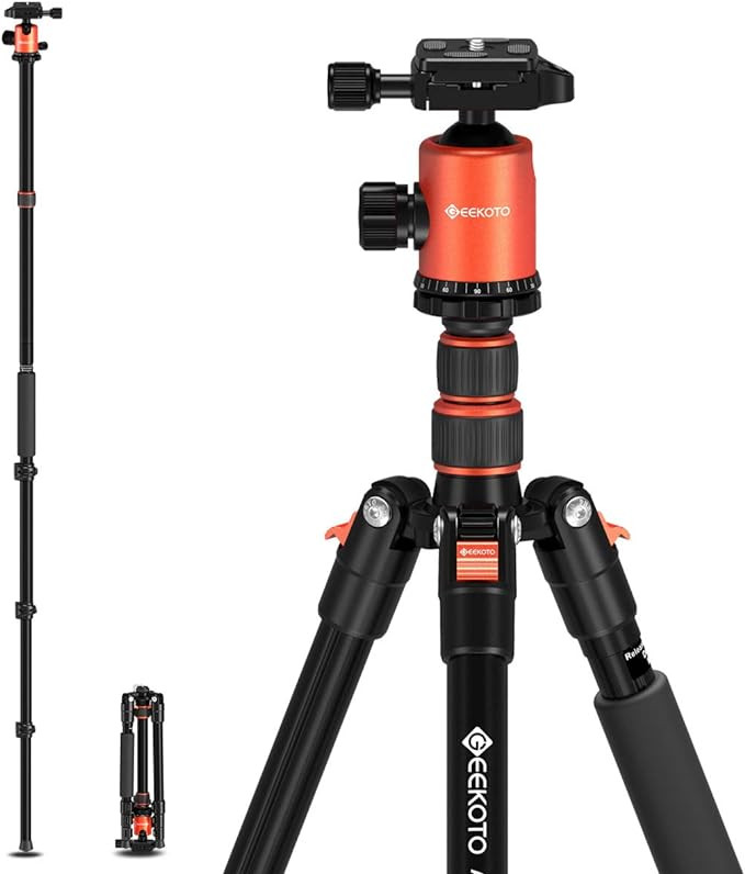 GEEKOTO 77'' Tripod, Camera Tripod for DSLR, Compact Aluminum Tripod with 360 Degree Ball Head an... | Amazon (US)