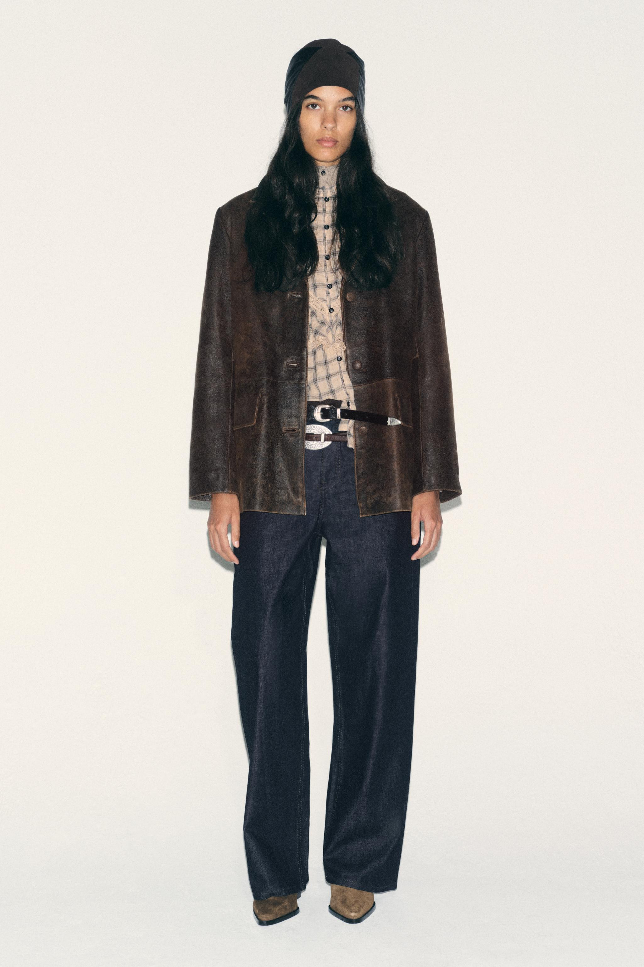 DISTRESSED 100% LEATHER JACKET | Zara US