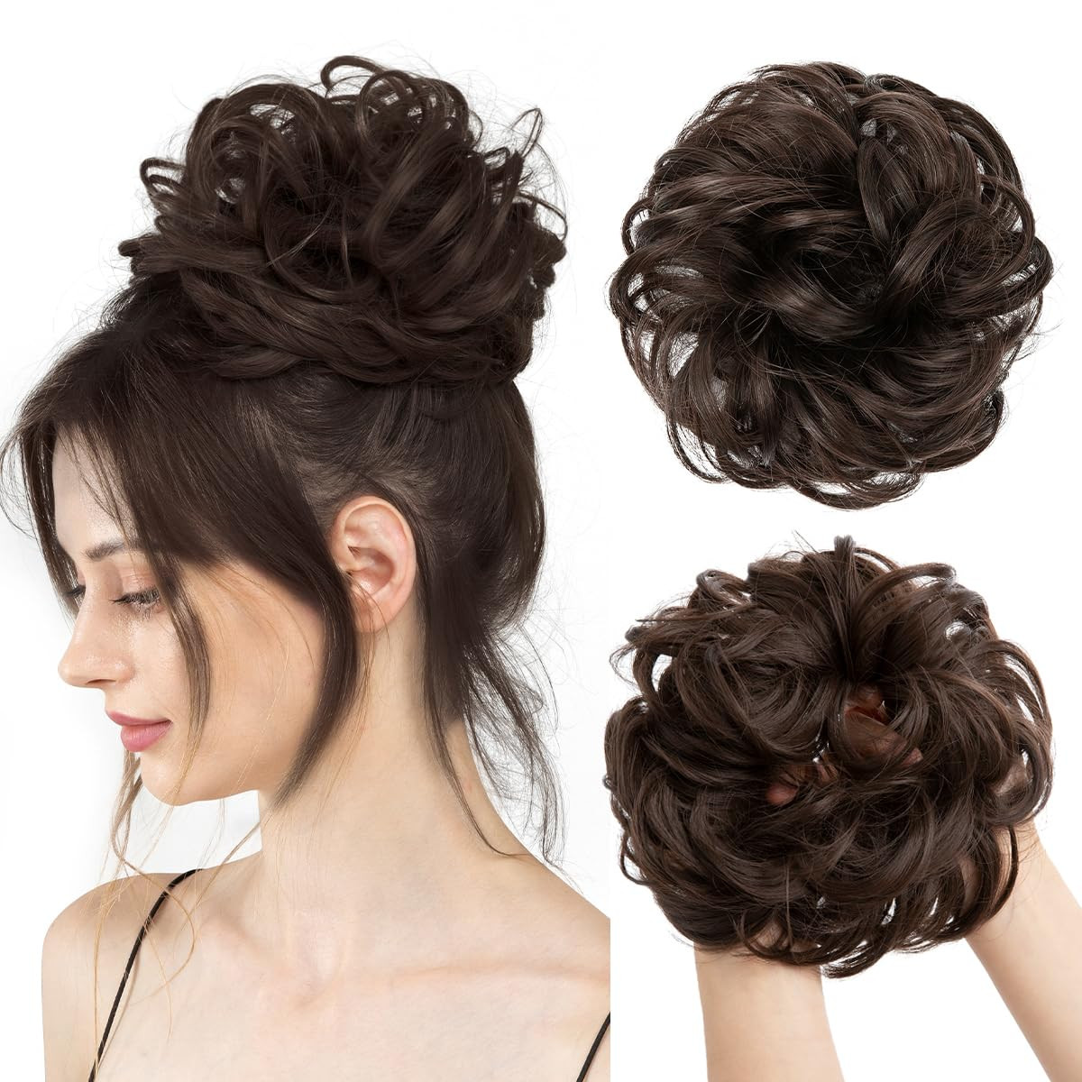 CJL HAIR Large Messy Bun Hair Piece Wavy Curly Scrunchies Synthetic Chignon Ponytail Hair Extensi... | Amazon (US)