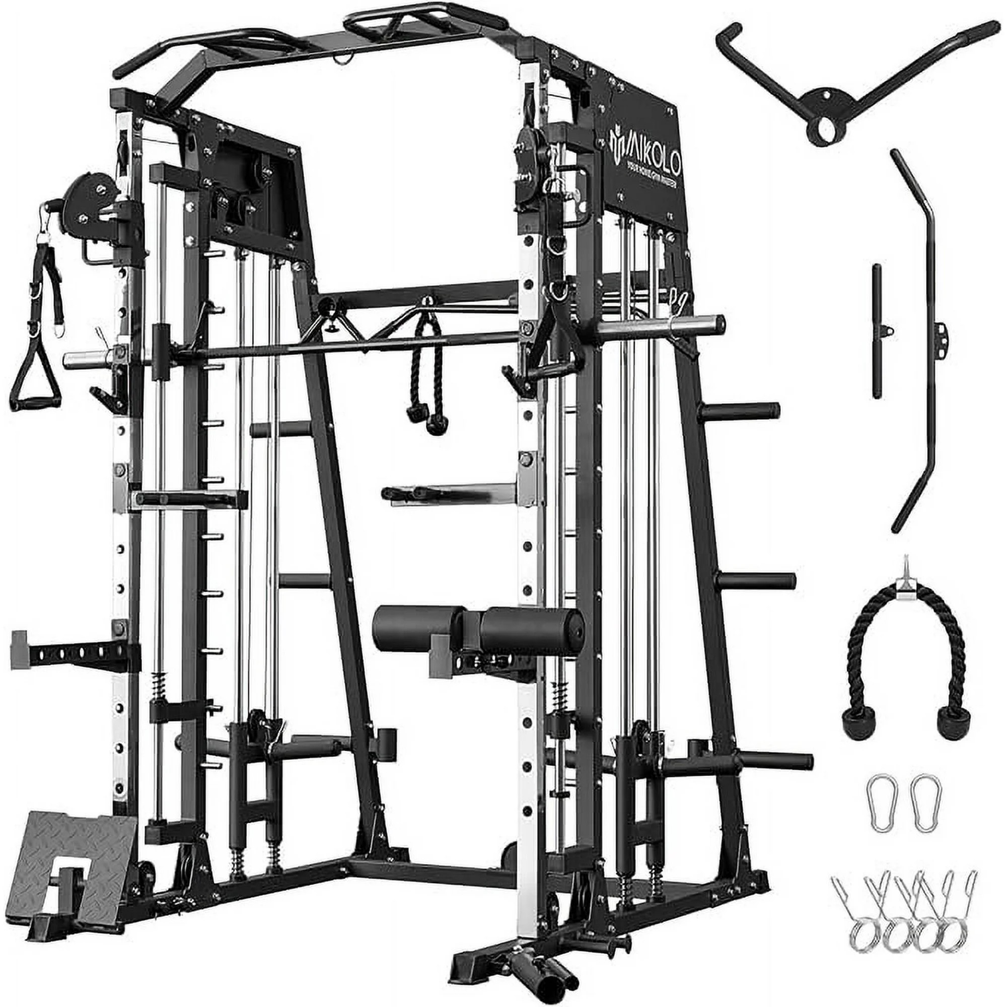 Mikolo Smith Machine Home Gym, 2200 lbs Power Rack Cage with Cable Crossover, Weight Bar, 360° L... | Walmart (US)