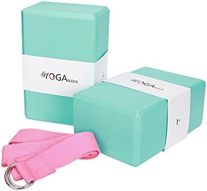 JBM Yoga Blocks 2 Pack with Strap, Cork Yoga Block 2 Pack EVA Foam Yoga Block Set of 2 Yoga Block... | Amazon (US)