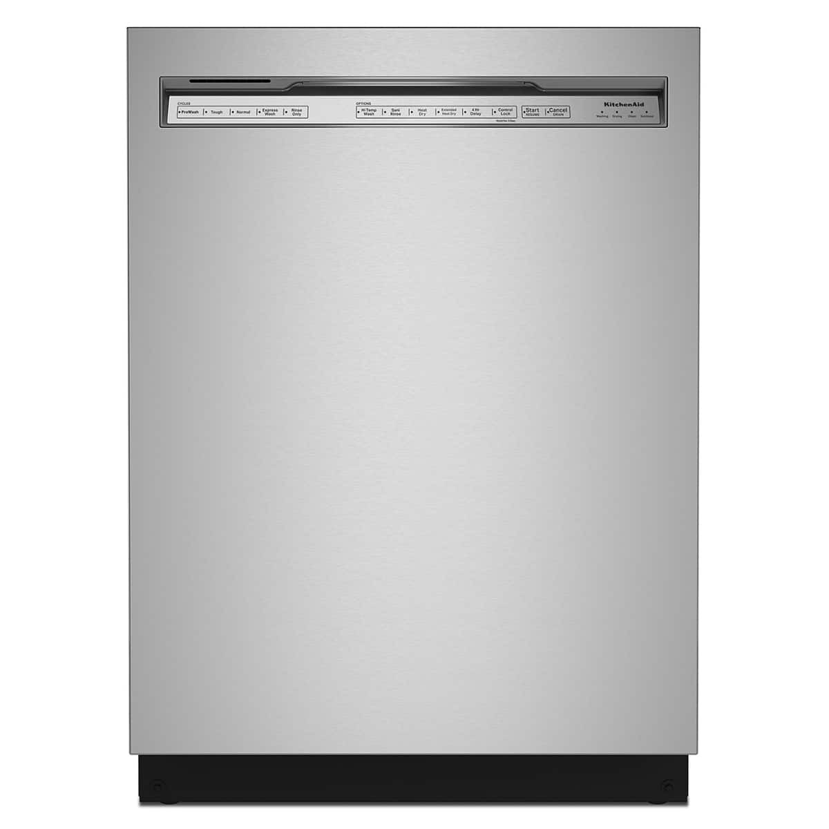 KitchenAid - 24"" Front Control Built-In Dishwasher with Tub, ProWash Cycle, 3rd Rack, 39 dBA - Stainless Steel | Best Buy U.S.